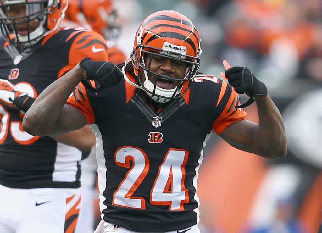 Adam Jones #24 of the Cincinnati Bengals celebrates